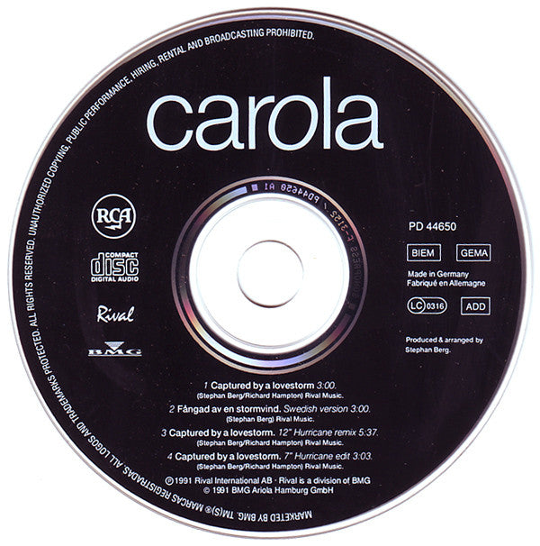 Carola (3) : Captured By A Lovestorm (CD, Maxi)