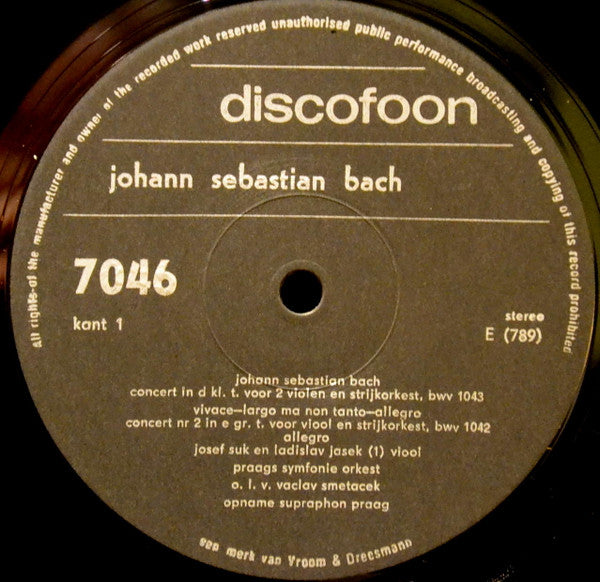 Johann Sebastian Bach : Vioolkoncerten (LP)