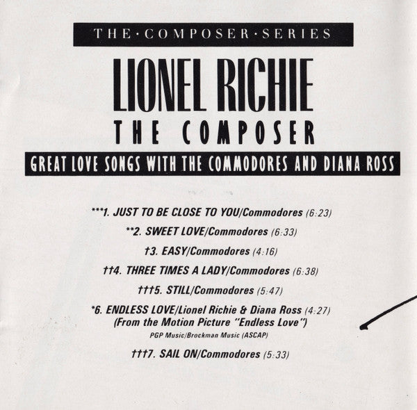 Lionel Richie : Lionel Richie The Composer: Great Love Songs With The Commodores And Diana Ross (CD, Comp)