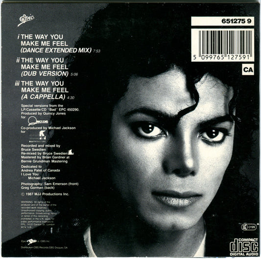 Michael Jackson : The Way You Make Me Feel (CD, Single, Mono)