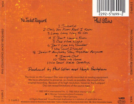Phil Collins : No Jacket Required (CD, Album)
