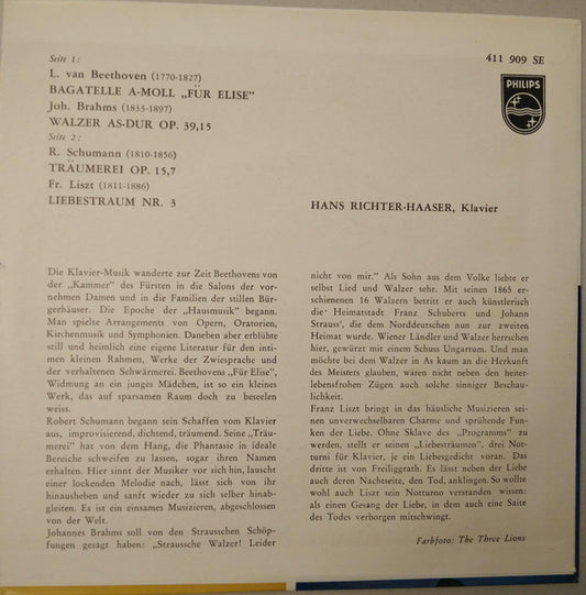 Hans Richter-Haaser - Ludwig van Beethoven : Für Elise (7", EP)
