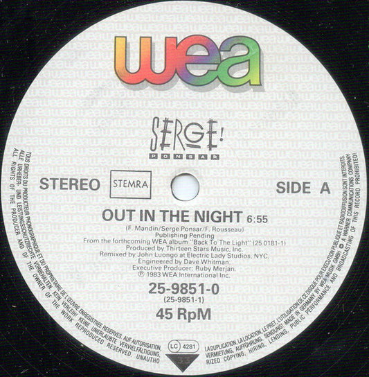 Serge Ponsar : Out In The Night (12", Maxi)