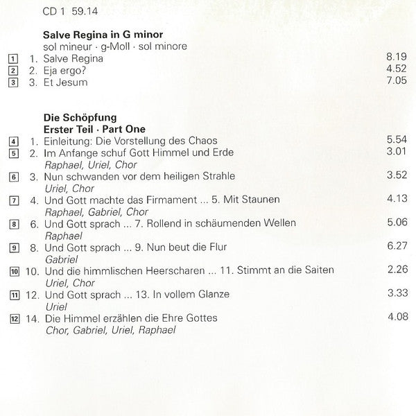 Joseph Haydn - Lucia Popp • Helena Döse • Werner Hollweg • Kurt Moll • Benjamin Luxon • Brighton Festival Chorus • Royal Philharmonic Orchestra • Antal Dorati : Die Schöpfung / Salve Regina (2xCD, Comp, RE, RM)