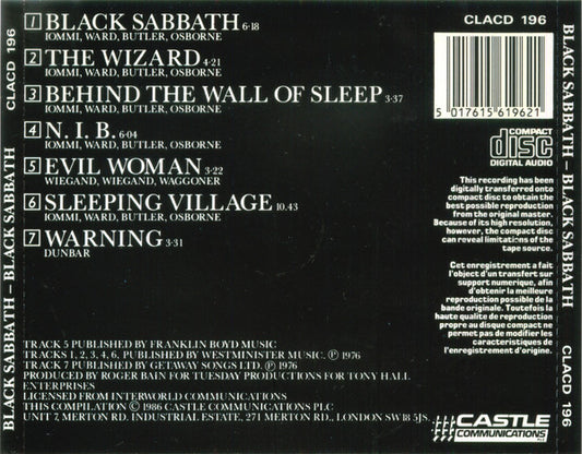 Black Sabbath : Black Sabbath (CD, Album, RE)