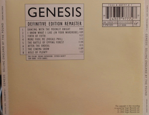 Genesis : Selling England By The Pound (CD, Album, RE, RM)