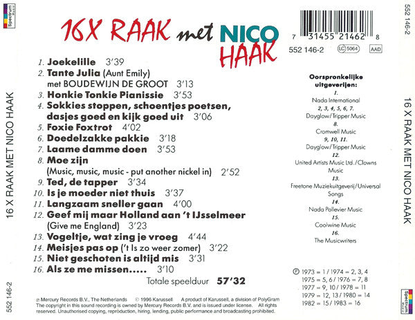 Nico Haak : 16 X Raak Met Nico Haak (CD, Comp)