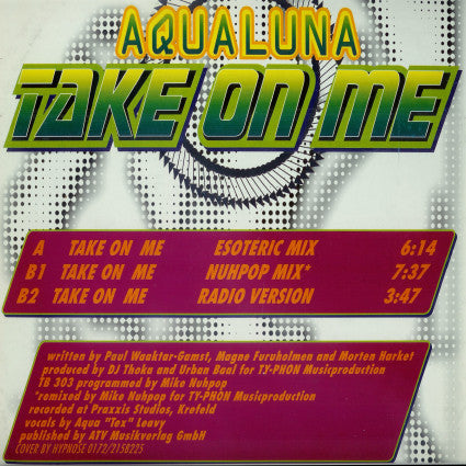 Aqualuna : Take On Me (12")