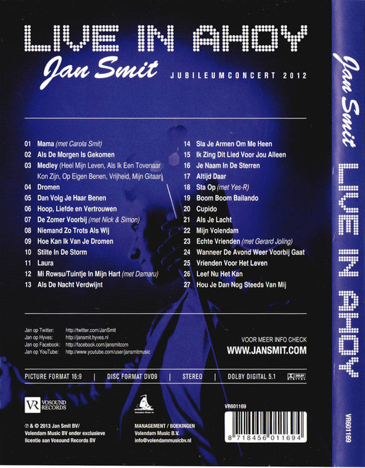Jan Smit : Live In Ahoy (Jubileumconcert 2012) (DVD-V)