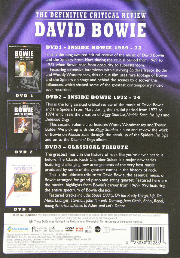 David Bowie : The Definite Critical Review (3xDVD-V, Unofficial, NTSC)