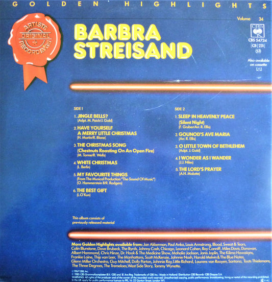 Barbra Streisand : Golden Highlights - Christmas Album (LP, Album, RE)