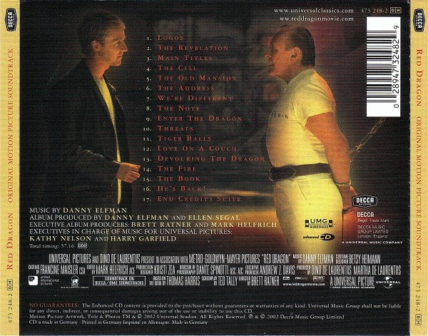 Danny Elfman : Red Dragon Original Motion Picture Soundtrack (CD, Album, Enh)