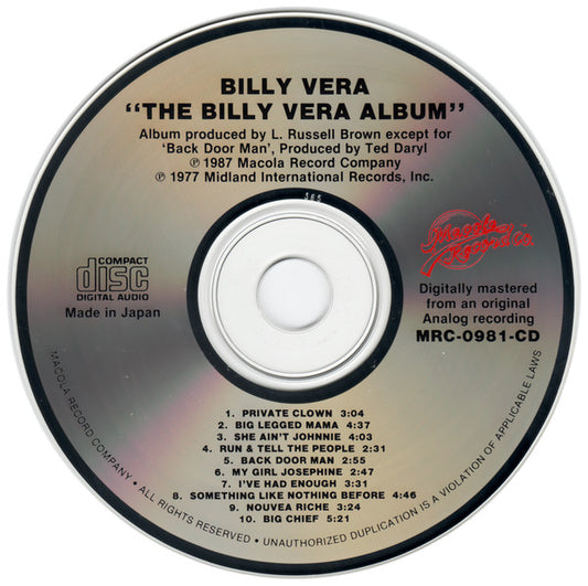 Billy Vera : The Billy Vera Album (CD, Album, RE)