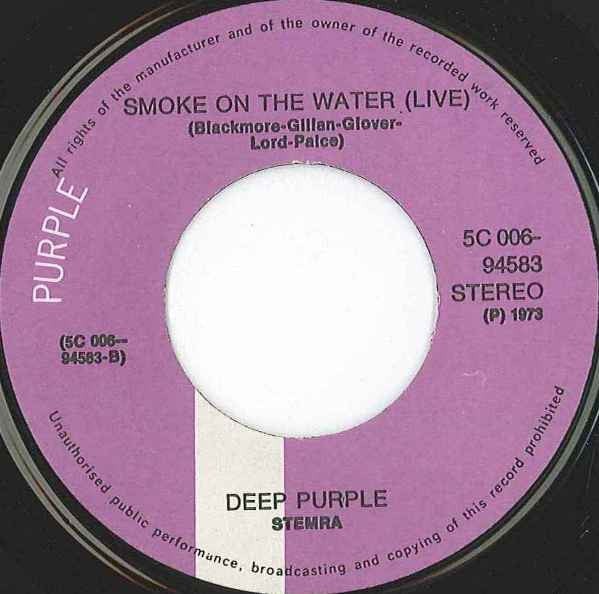 Deep Purple : Smoke On The Water (7", Single, Red)