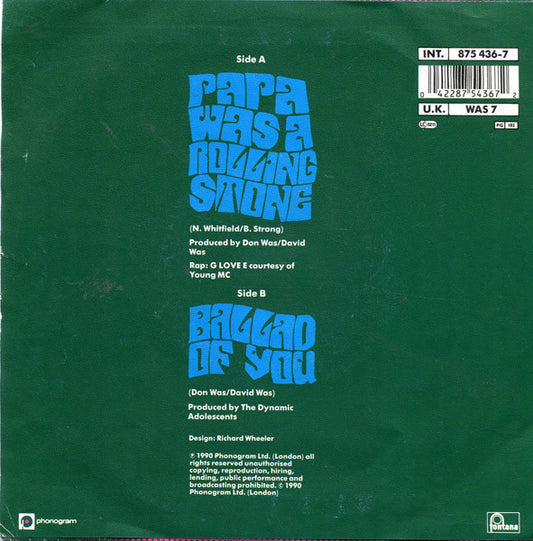 Was (Not Was) : Papa Was A Rolling Stone (7", Single)