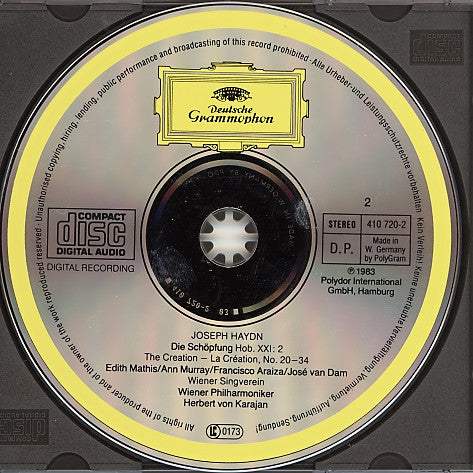 Joseph Haydn, Wiener Philharmoniker, Herbert von Karajan, Wiener Singverein, Edith Mathis, Francisco Araiza, José van Dam : Die Schöpfung = The Creation = La Creation (2xCD, Album, RE)