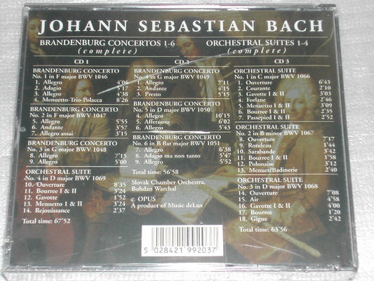 Johann Sebastian Bach - Bohdan Warchal, Slovak Chamber Orchestra : Brandenburg Concertos 1-6 (Complete) / Orchestral Suites 1-4 (Complete) (3xCD, Album, Comp)