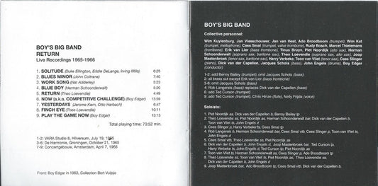 Boy's Big Band : Return Live Recordings 1965-1966 (CD, Album)