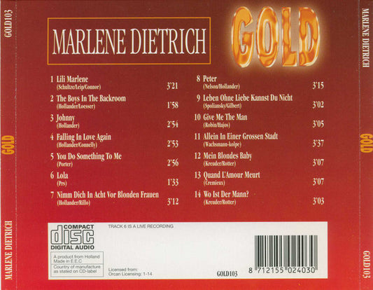 Marlene Dietrich : Gold (CD, Comp)
