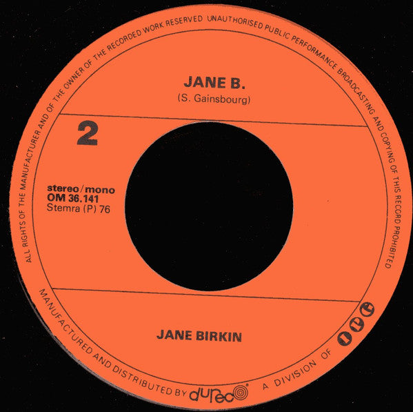 Jane Birkin Avec Serge Gainsbourg : Je T'aime Moi Non Plus (7", Single, RE)