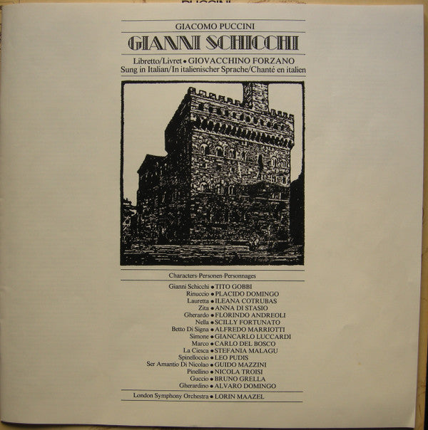 Giacomo Puccini - Tito Gobbi, Ileana Cotrubas, Placido Domingo, London Symphony Orchestra, Lorin Maazel : Gianni Schicchi (LP, Album + Box)