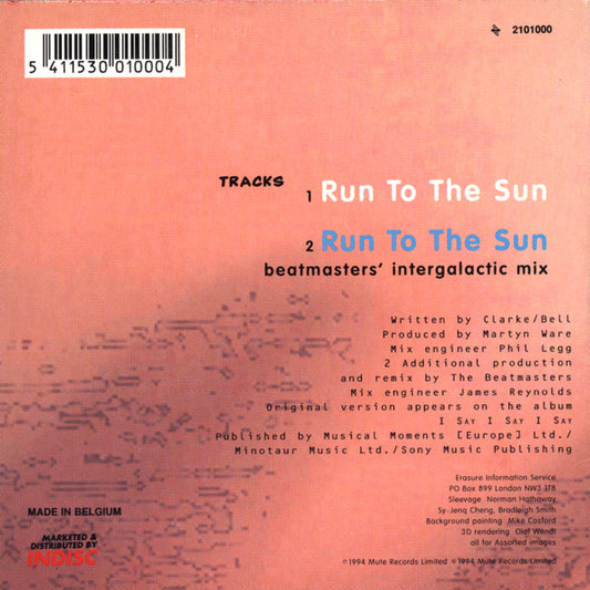 Erasure : Run To The Sun (CD, Single, Car)