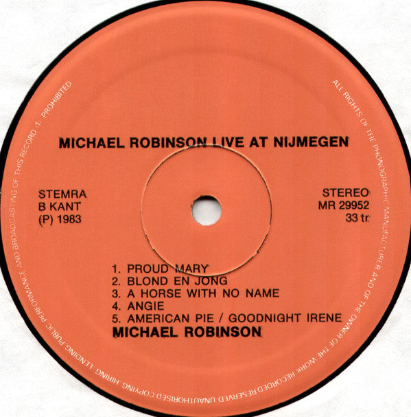 Michael Robinson (10) : Live At Nijmegen (LP, Album)