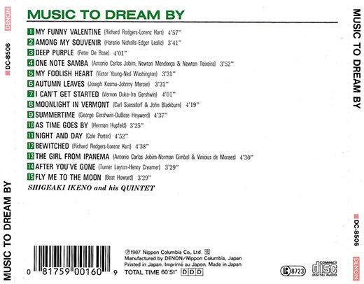 Shigeaki Ikeno And His Naughty Boys : Music To Dream By (CD, Comp)