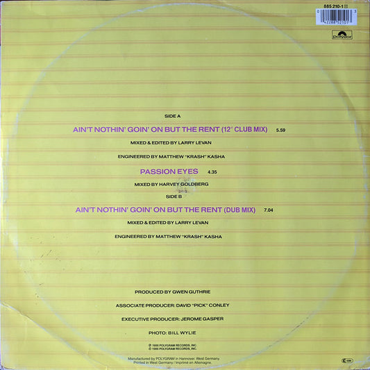 Gwen Guthrie : Ain't Nothin' Goin' On But The Rent (12", Single)