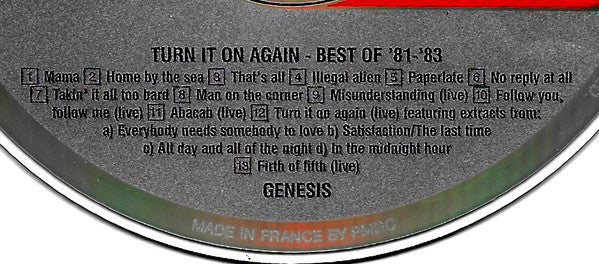 Genesis : Turn It On Again (Best Of '81 - '83) (CD, Comp, RE)