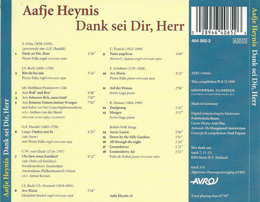 Aafje Heynis : Dank Sei Dir Herr (CD, Album, Comp, Mono)