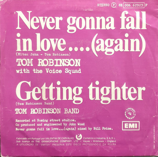Tom Robinson With The Voice Squad (2) : Never Gonna Fall In Love..(Again) (7", Single)