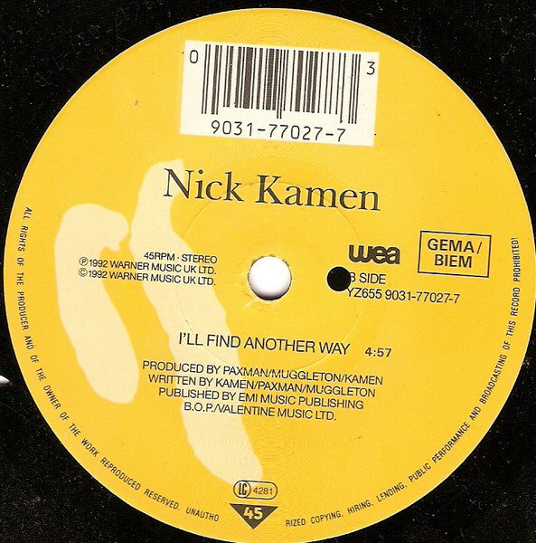 Nick Kamen : You're Not The Only One (7", Single)