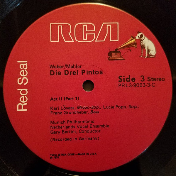 Carl Maria von Weber, Gustav Mahler, Lucia Popp, Werner Hollweg, Hermann Prey, Kurt Moll, Franz Grundheber, Kari Lövaas, Jeanette Scovotti, Heinz Kruse, Gary Bertini, Münchner Philharmoniker, Nederlands Vocaal Ensemble : Die Drei Pintos (3xLP, Album + Box)
