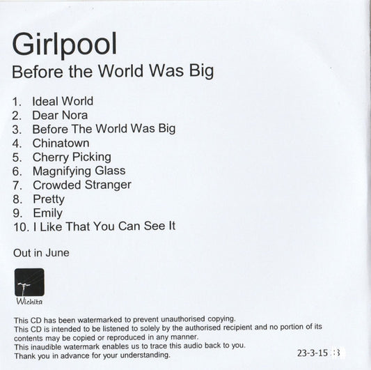 Girlpool (2) : Before The World Was Big (CDr, Album, Num)
