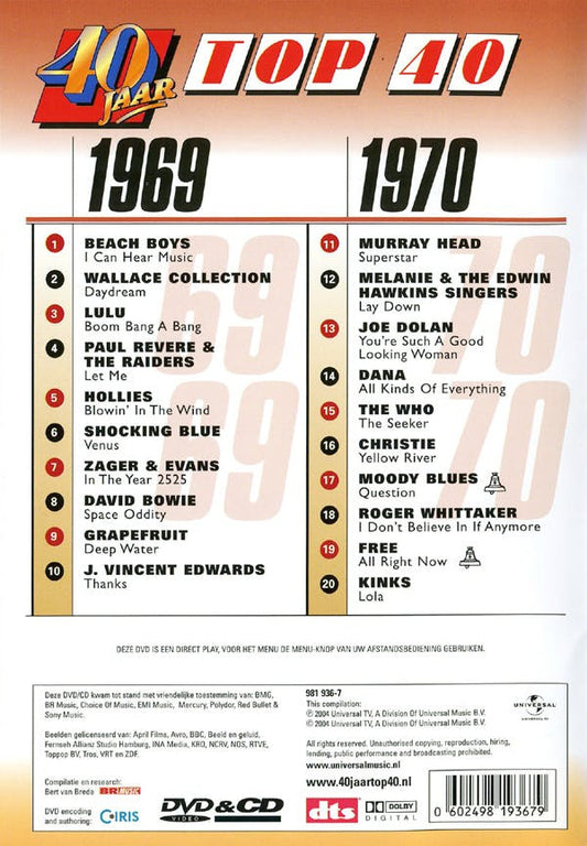 Various : 40 Jaar Top 40 - 1969-1970 (CD, Comp + DVD-V, Comp, PAL)