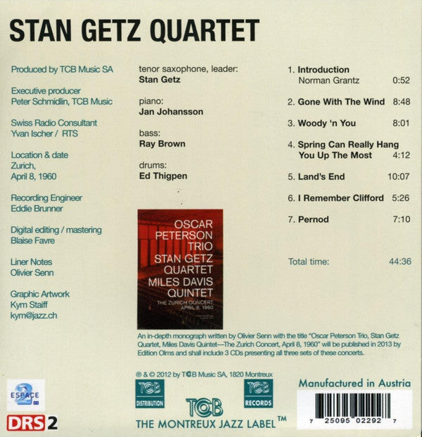 Stan Getz Quartet : Stan Getz Quartet (CD, Album)