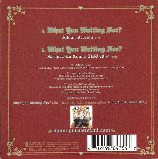Gwen Stefani : What You Waiting For? (CD, Single, Car)