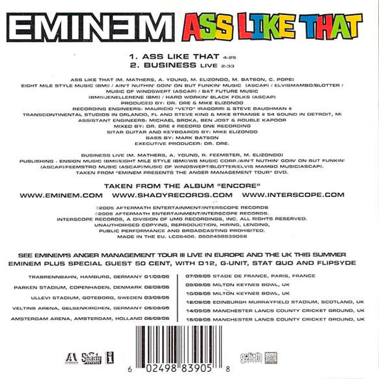 Eminem : Ass Like That (CD, Single)