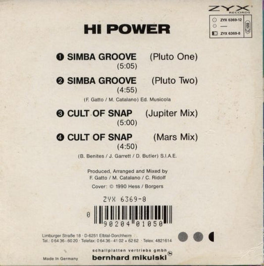 Hi Power : Simba Groove / Cult Of Snap (CD, Maxi)