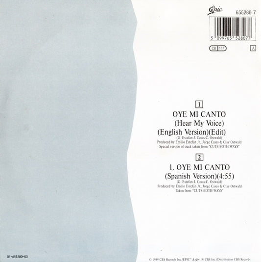 Gloria Estefan : Oye Mi Canto (Hear My Voice) (7", Single)