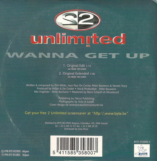 2 Unlimited : Wanna Get Up (CD, Single, Car)