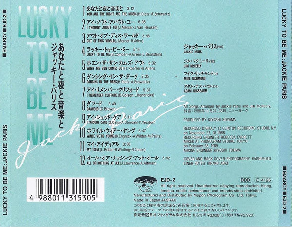 Jackie Paris : Lucky To Be Me (CD, Album)