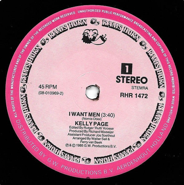 Kelly Page : I Want Men (7", Single)