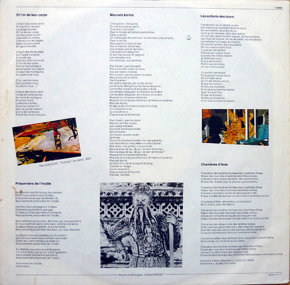 Gérard Manset : Prisonnier De L'inutile (LP, Album, RP)