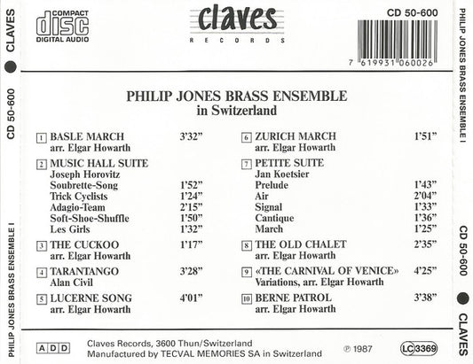 Philip Jones Brass Ensemble : In Switzerland (CD)