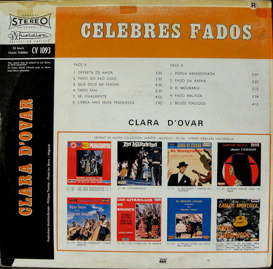 Clara D'Ovar : Celebres Fados (LP, RE)