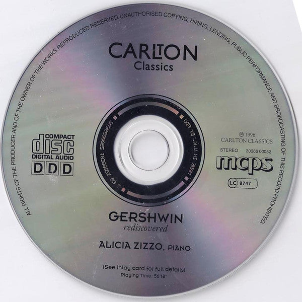 Alicia Zizzo, George Gershwin : The Gershwin Manuscripts. Researched, Restored & Performed By Alicia Zizzo, Pianist. (CD, Album)