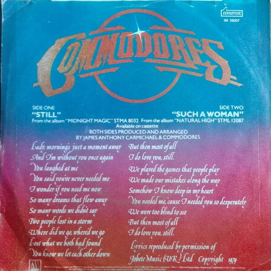 Commodores : Still (7", Single)