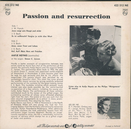 Aafje Heynis : Passion And Resurrection (7", EP)